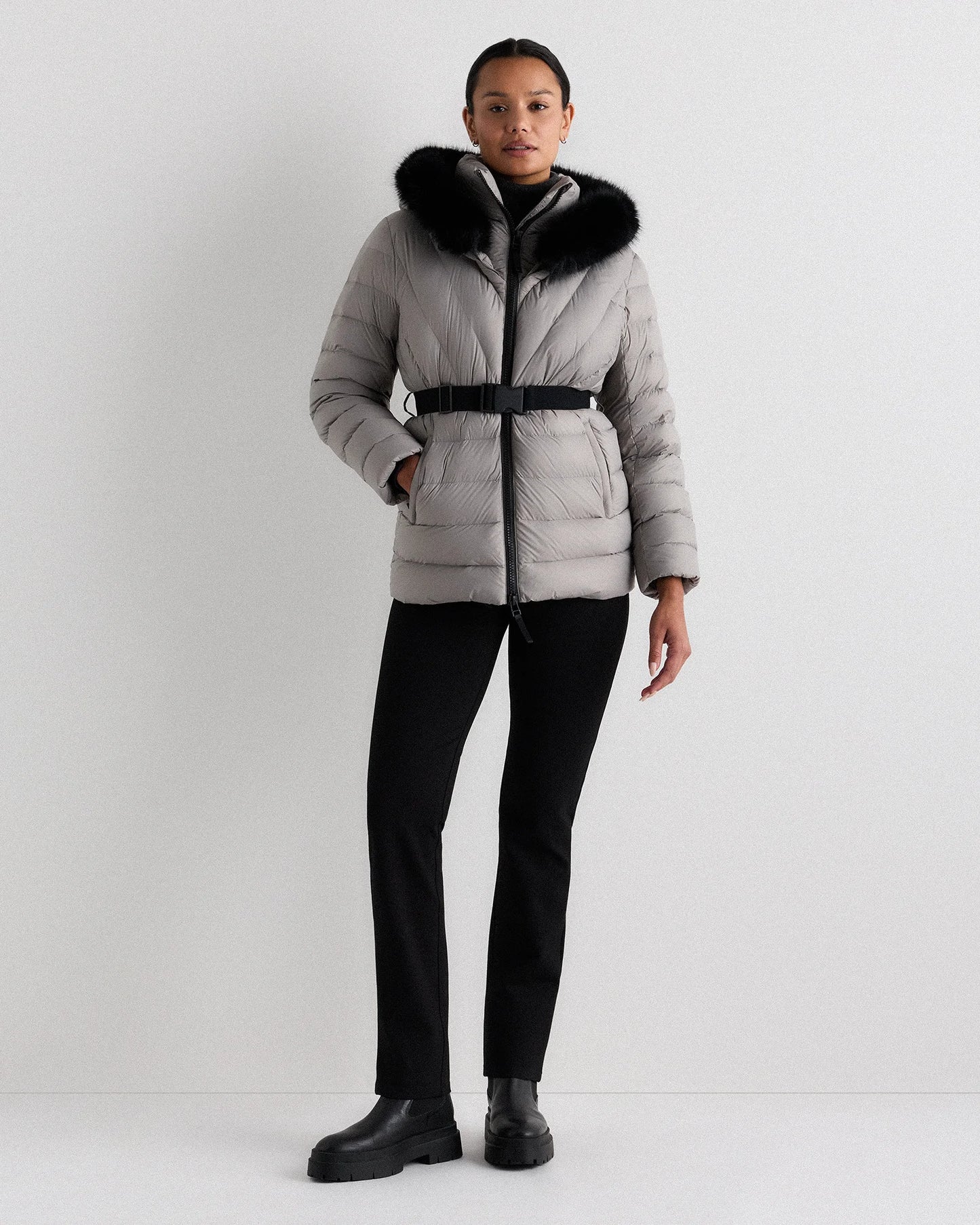 Responsible Down Belted Puffer Coat - XS / Hot Fudge
