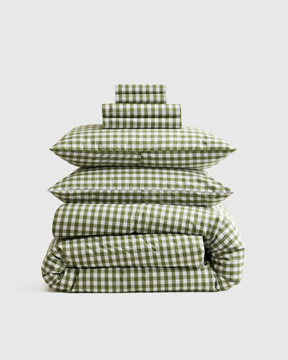 Organic Crisp Percale Deluxe Bedding Bundle - Twin / White