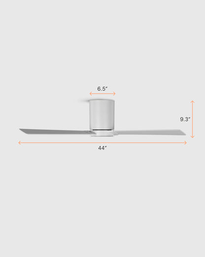 Minimalist Hugger Wood Blade Ceiling Fan - 44" / White