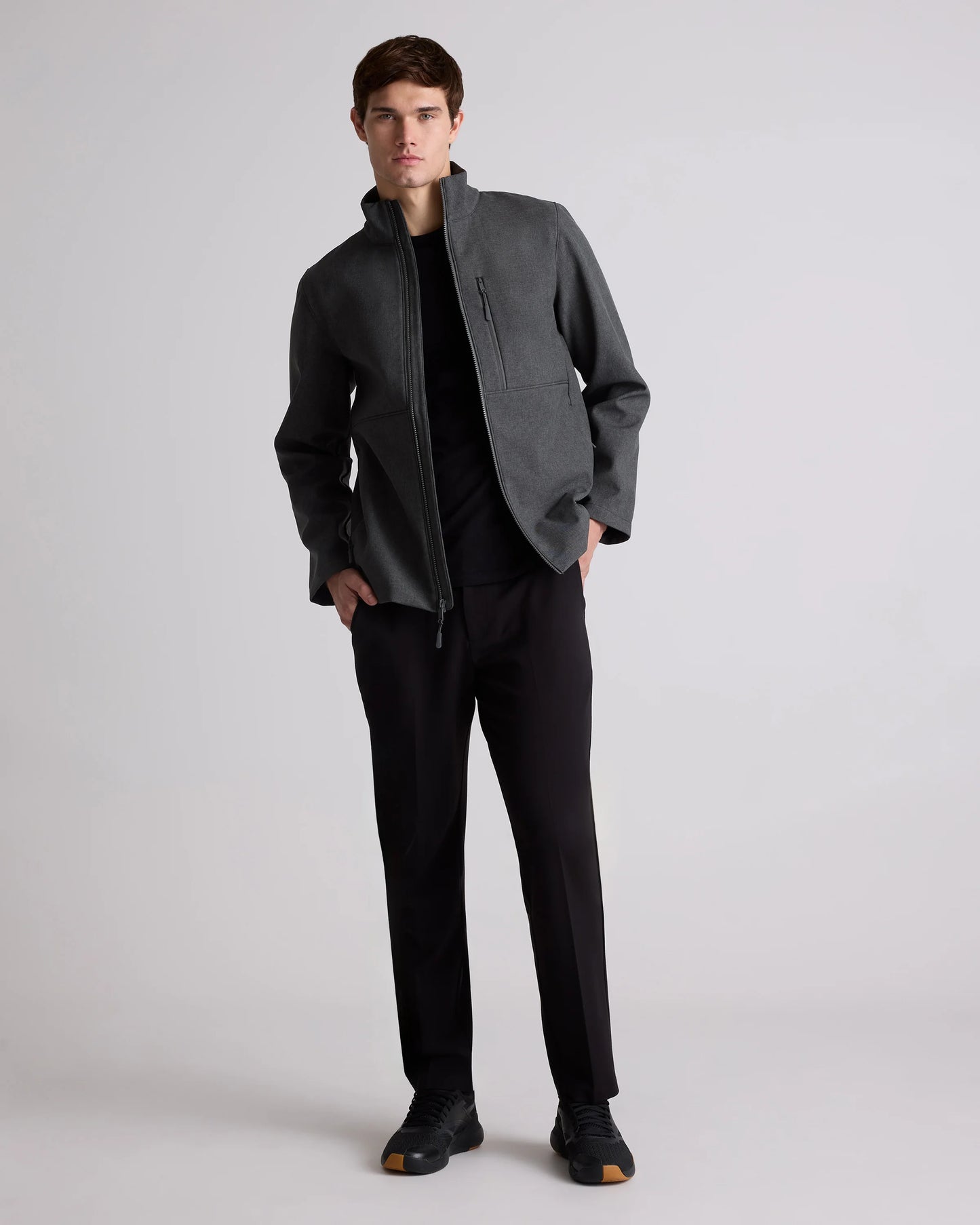 Softshell Fleece-Lined Full-Zip Jacket - S / Heather Shady Charcoal