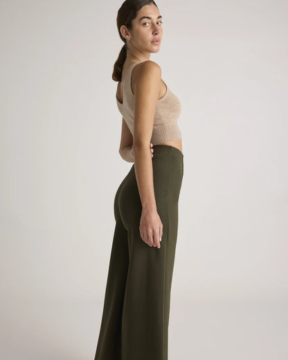 Ultra-Stretch Ponte Super Wide Leg Ankle Pants - XS / Olive