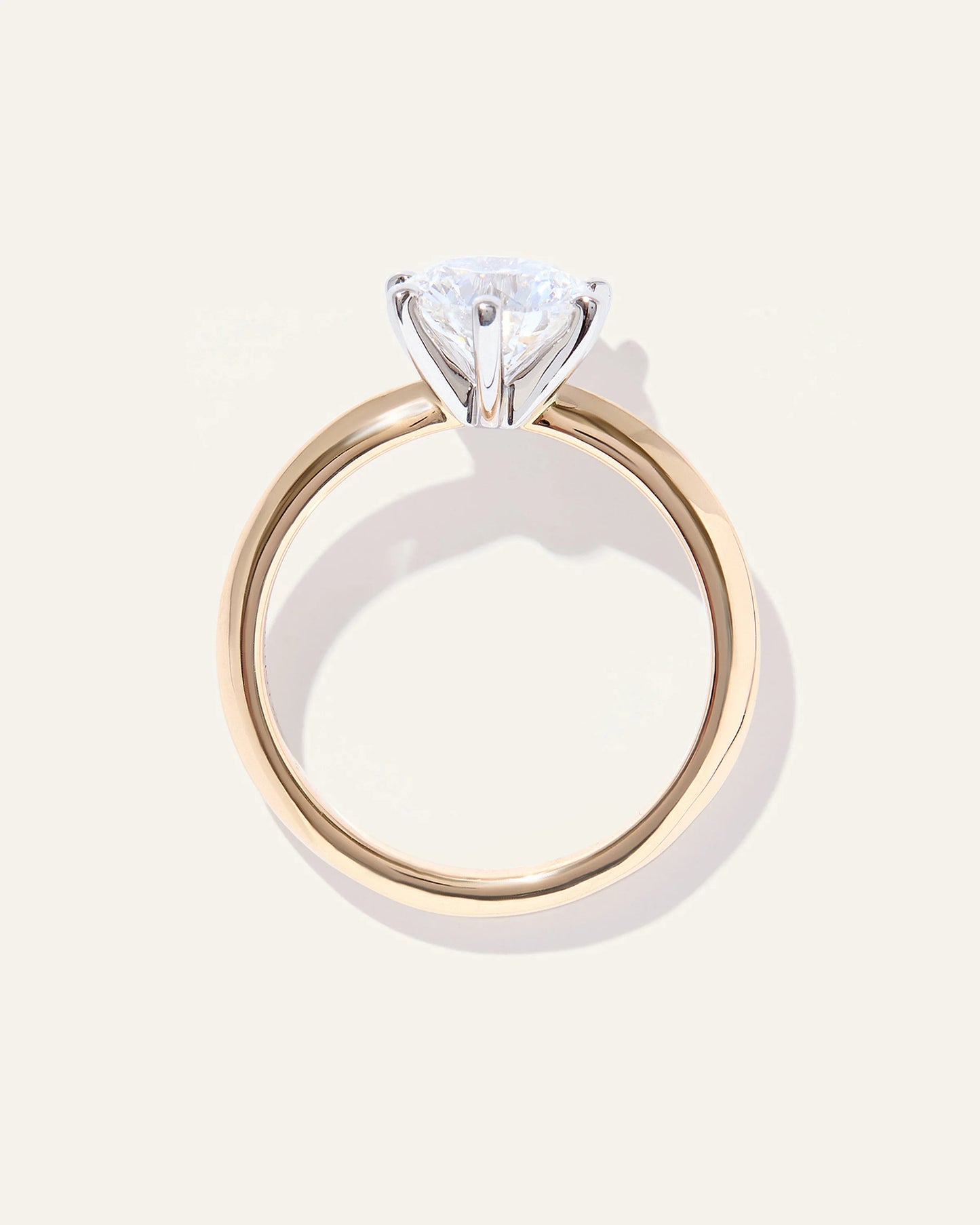 Lab Grown Diamond Round Six Prong Knife Edge Engagement Ring - 2ct - 4 / Yellow Gold