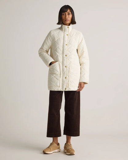 Featherless Quilted Long Puffer Jacket - XS / Silken White