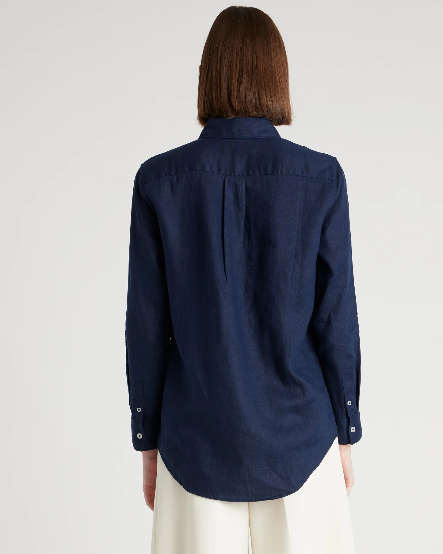 100% European Linen Long Sleeve Shirt - XS / Blue Pinstripe