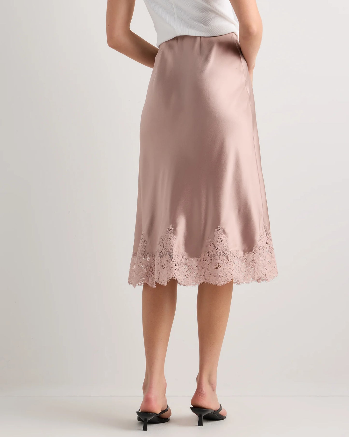 100% Washable Silk Lace Skirt - XS / Vintage Pink