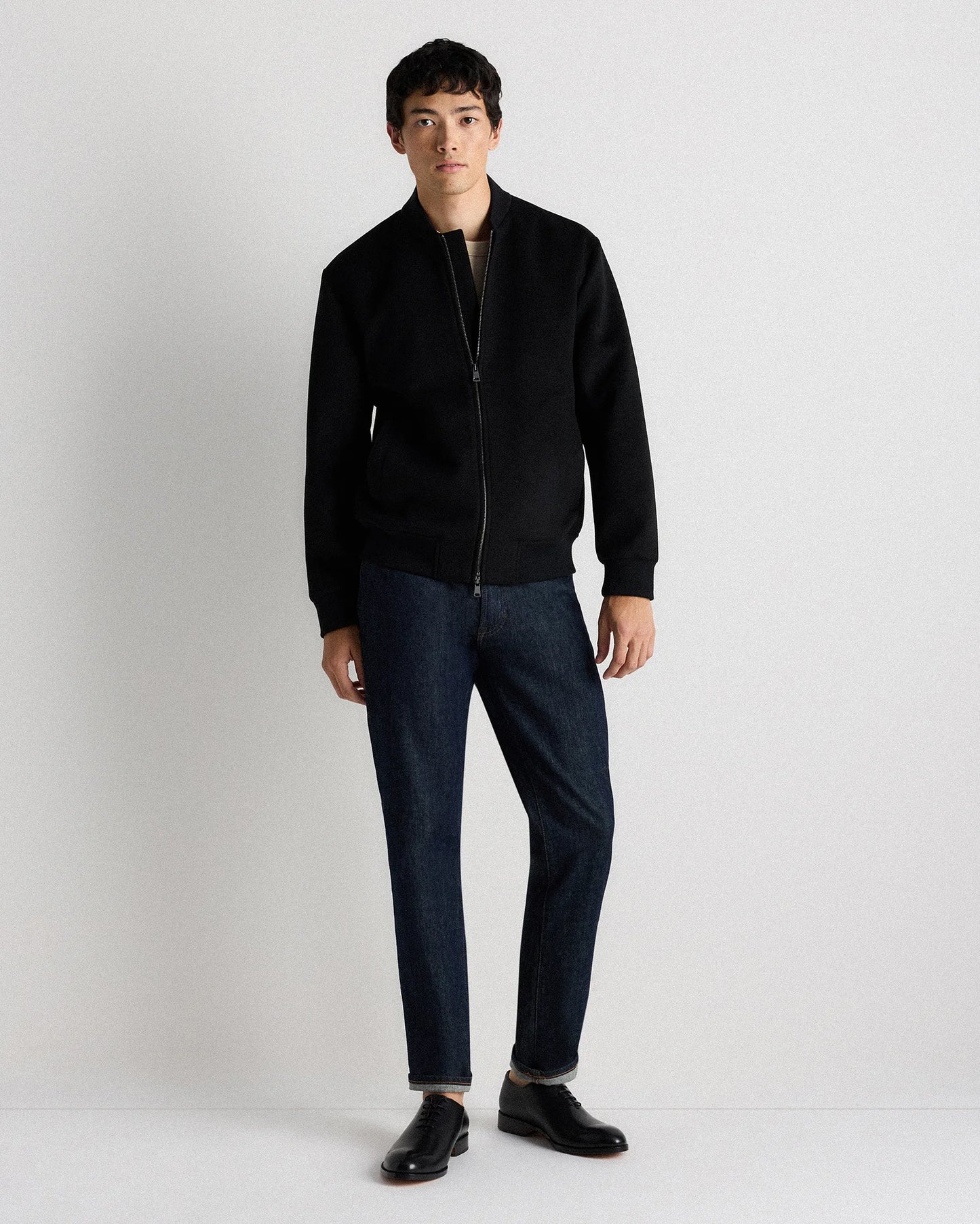 Calfskin Leather Plain Toe Oxford - 7 / Black