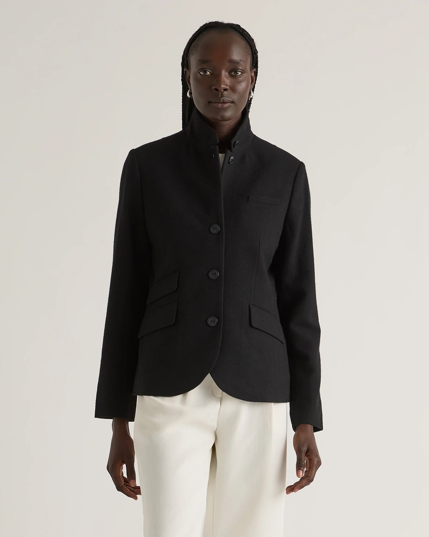 Italian Wool Stand Collar Blazer - XS / Warm Camel