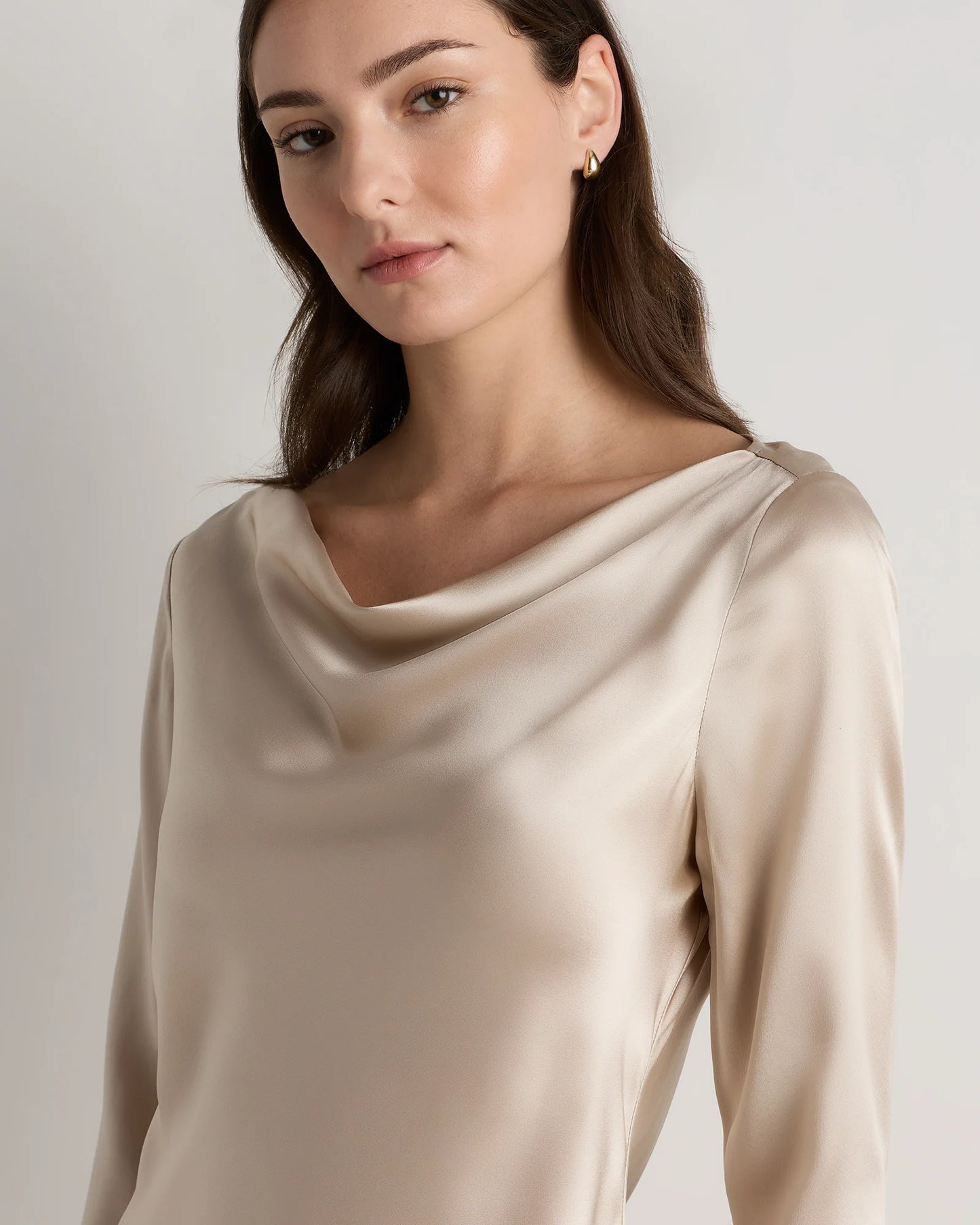 100% Washable Silk Long Sleeve Mini Dress - XS / Wine Tasting Red