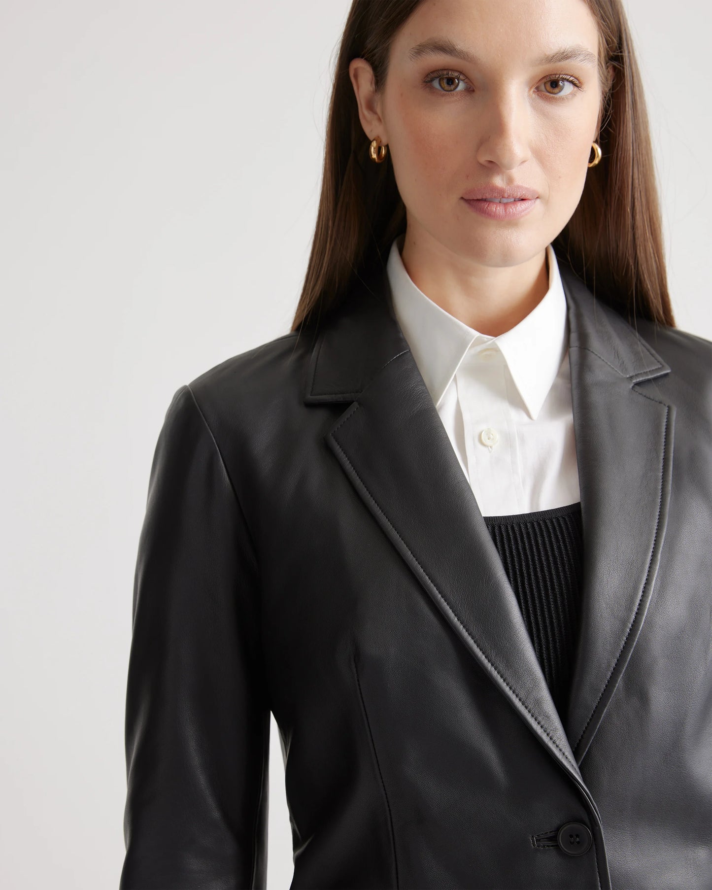 100% Leather Blazer - XS / Rich Brown