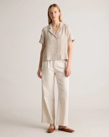 100% European Linen Short Sleeve Shirt - XS / Moonstone Blue