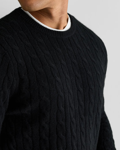 Mongolian Cashmere Classic Cable Crewneck Sweater - S / Teak