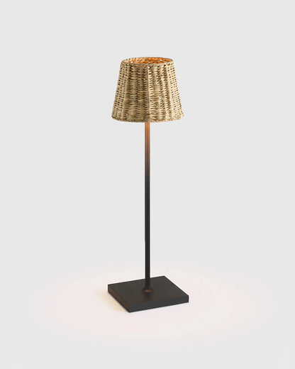 Poldina Pro Rechargeable Table Lamp with Seagrass Shade by Zafferano - Regular / White
