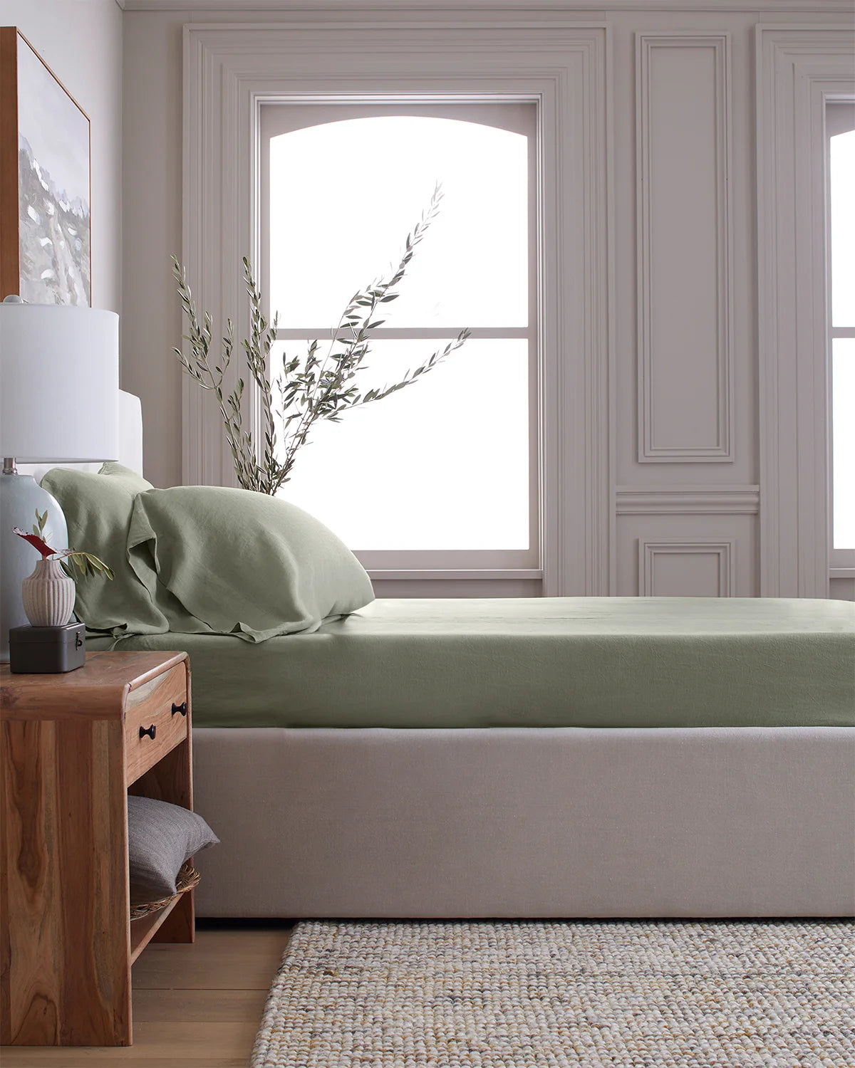 European Linen Fitted Sheet Set - Twin / Peach