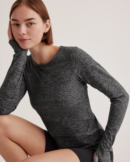 Ultra-Soft Fitted Long Sleeve Top - XS / Heather Navy