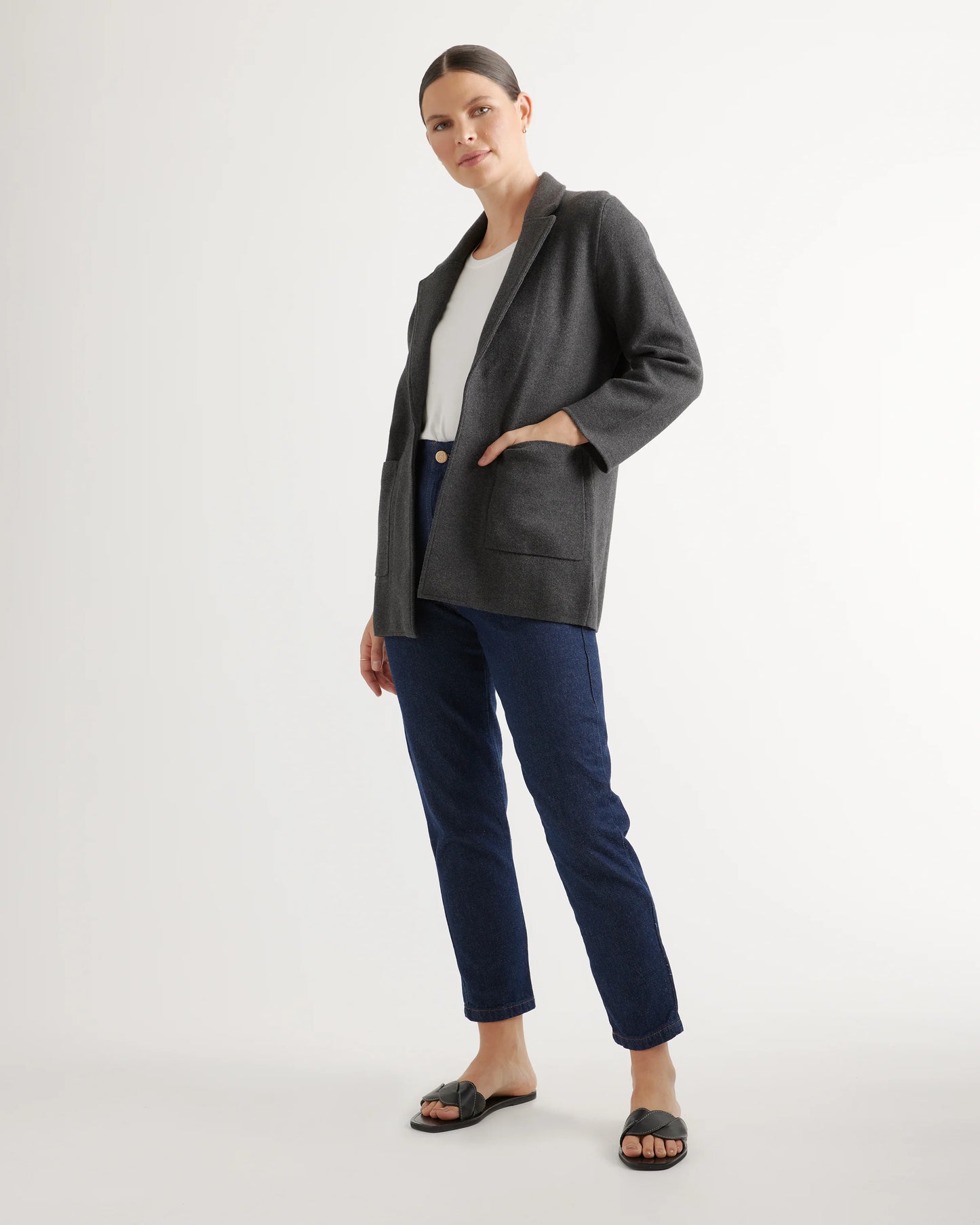 100% Organic Cotton Knit Blazer - XS / Heather Dove Grey