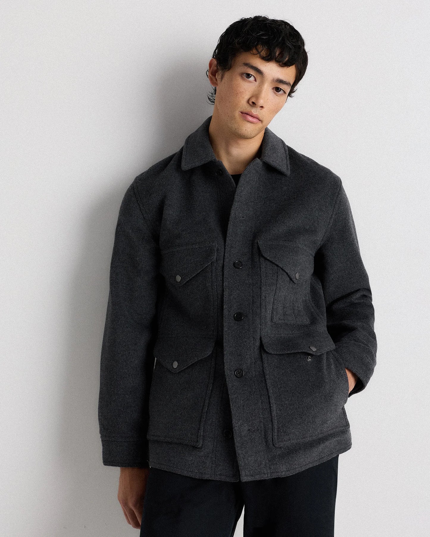 Wool Cashmere Field Jacket - S / Heather Grey