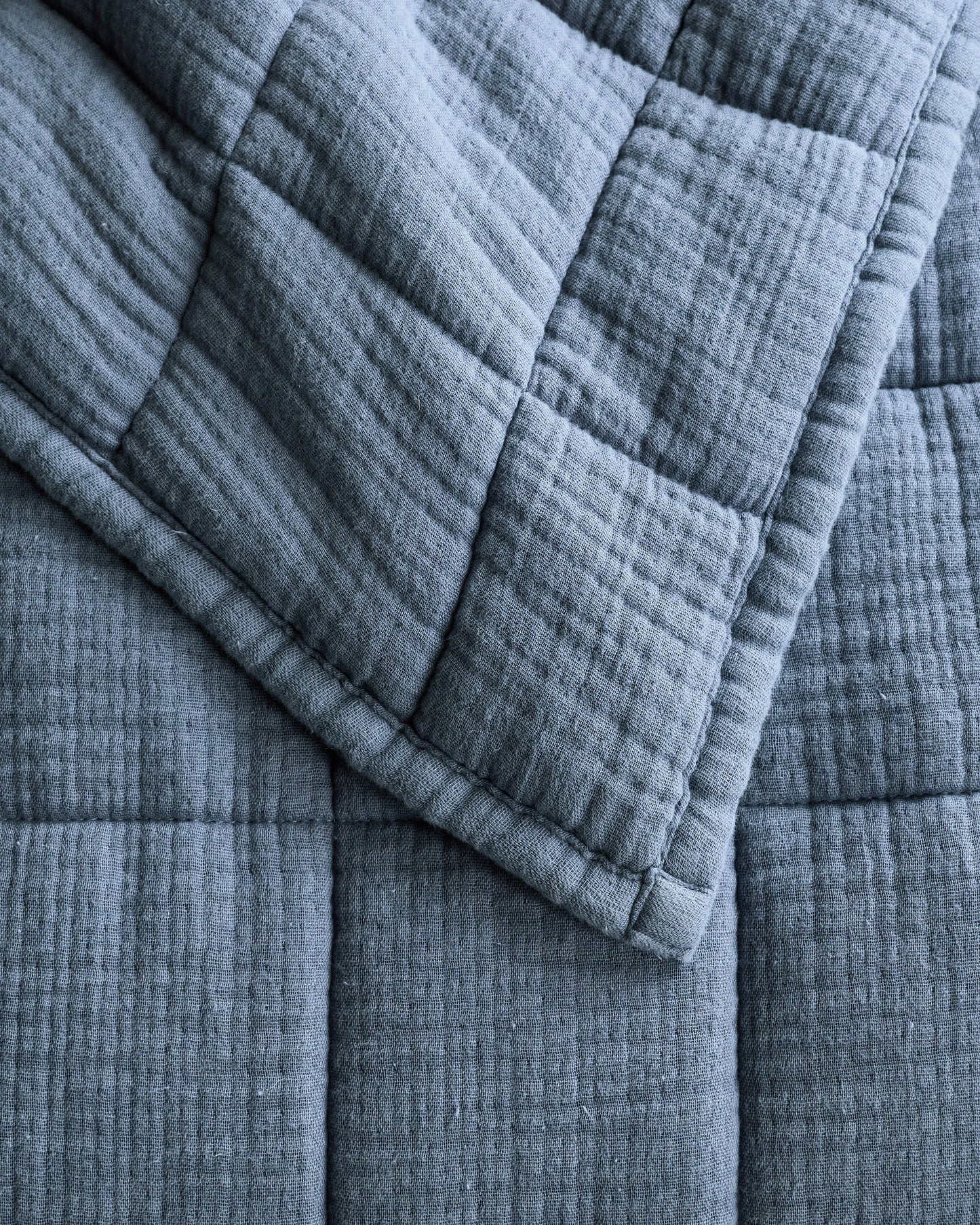 Organic Cotton Gauze Box Quilt - Twin / Mineral