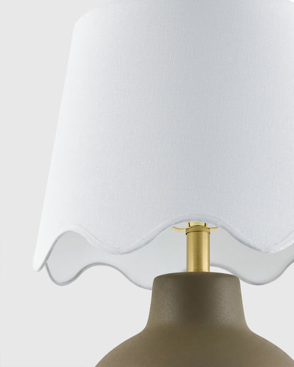 Coastal Ceramic Table Lamp with Scallop Shade - One Size / White