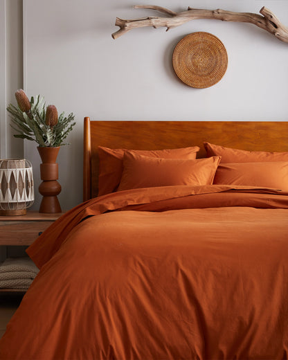 Organic Brushed Cotton Duvet Cover Set - Twin / Toffee