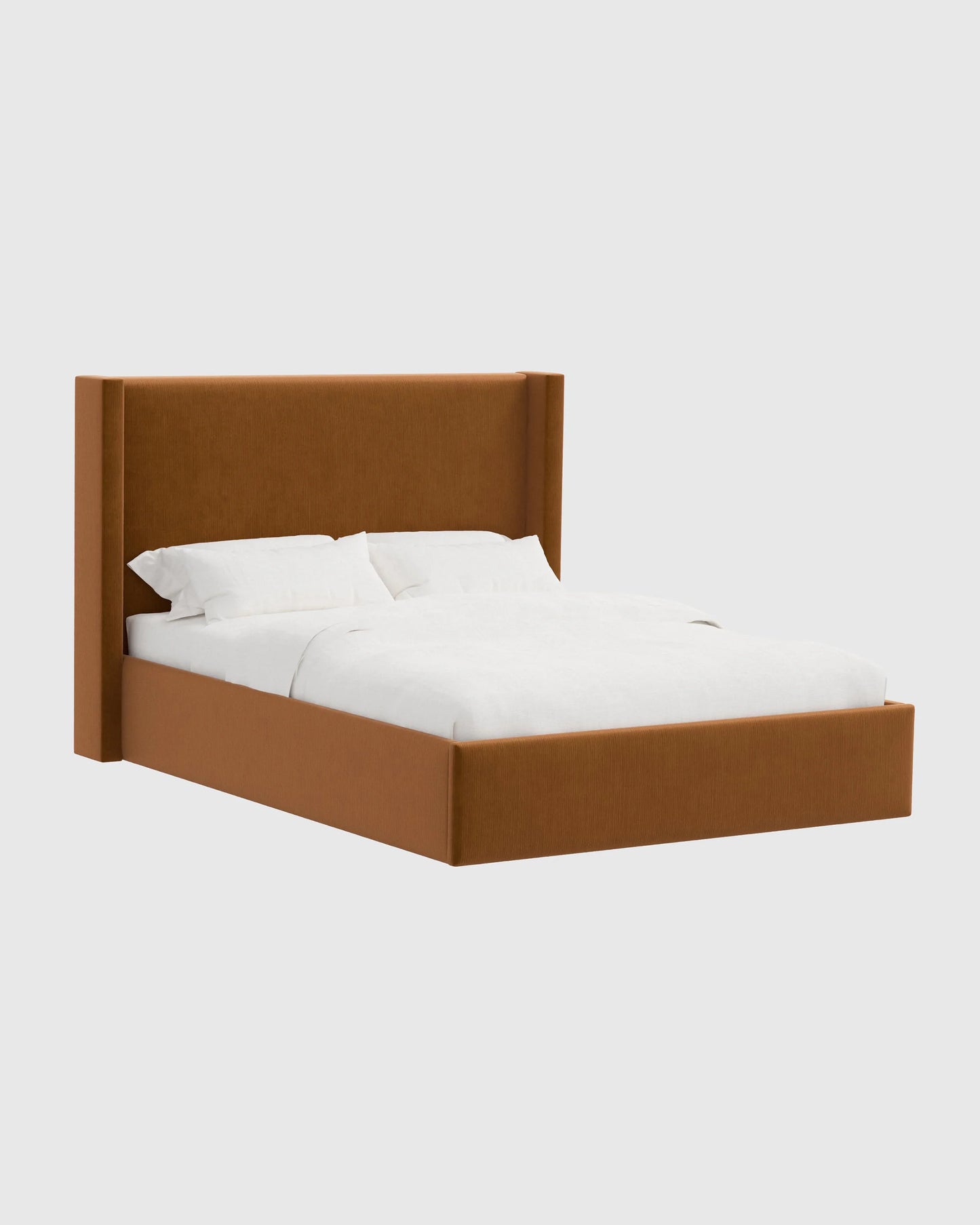 Wingback Bed in Performance Velvet - Full / Walnut