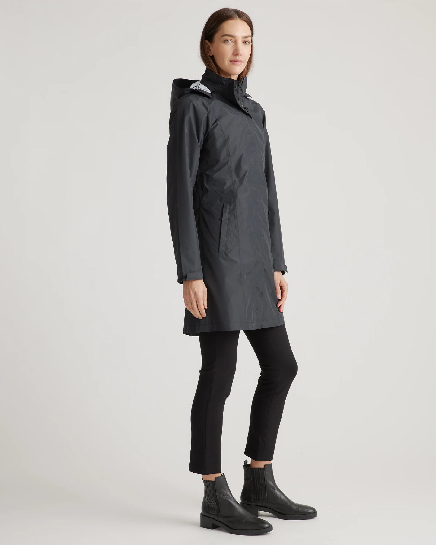 Weather Proof Long Rain Shell Jacket - XS / Ink Blue