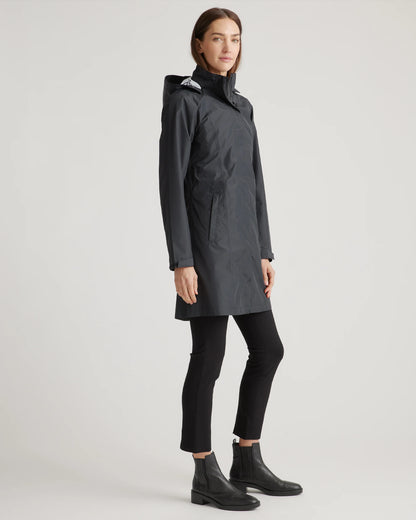 Weather Proof Long Rain Shell Jacket - XS / Ink Blue