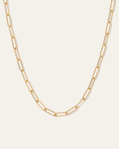 14K Gold Paperclip Chain Necklace - 2.7mm - 16" / Yellow Gold