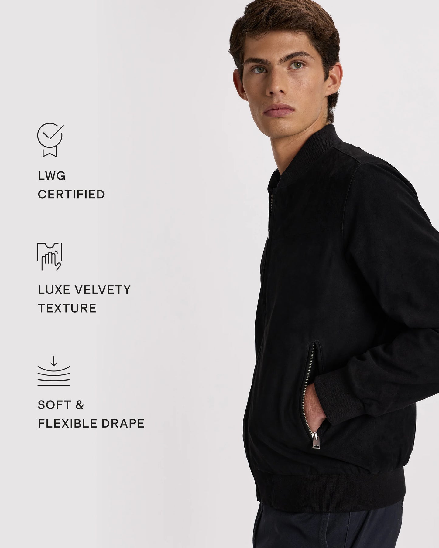 100% Suede Bomber Jacket - XS / True Black