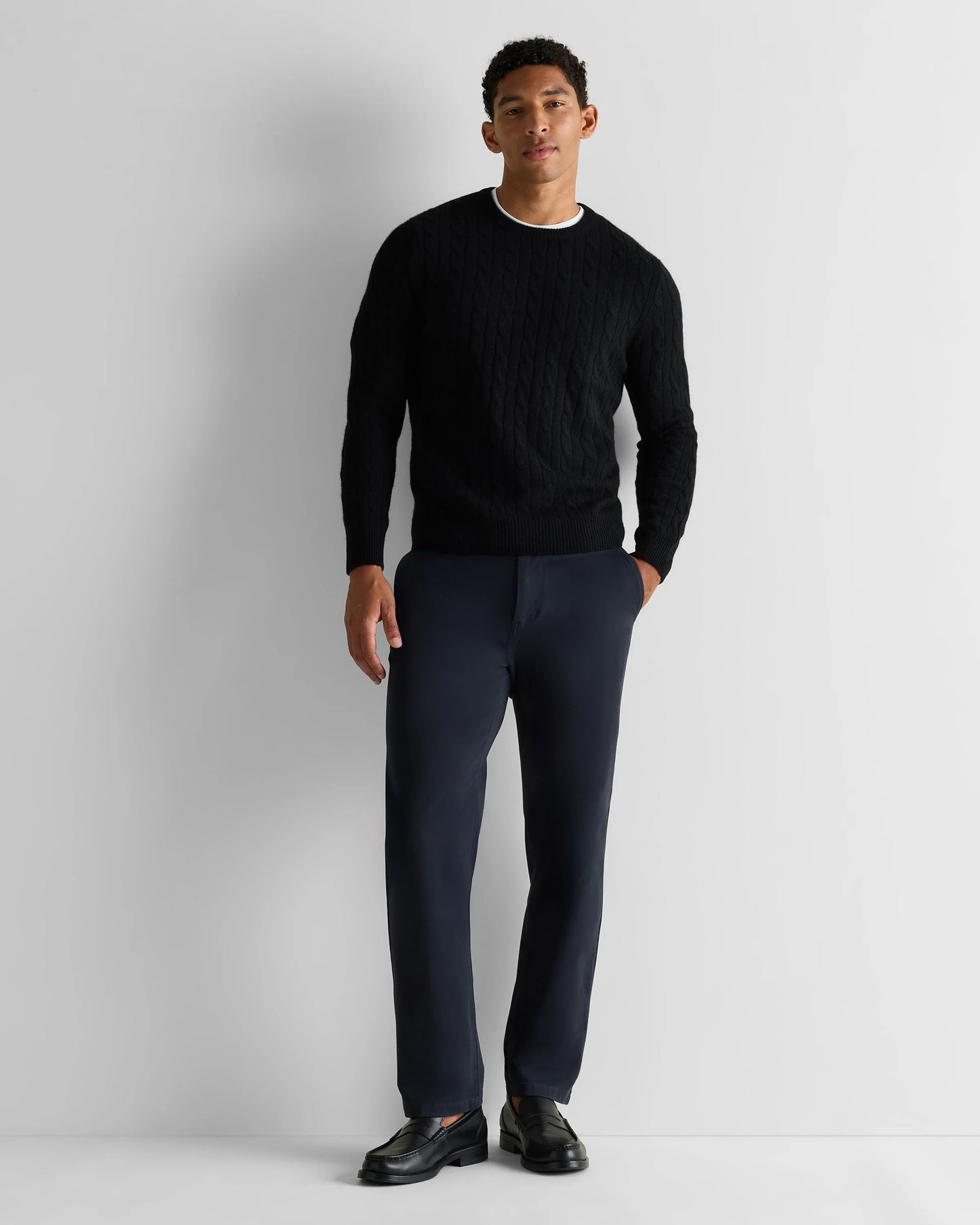Mongolian Cashmere Classic Cable Crewneck Sweater - S / Teak