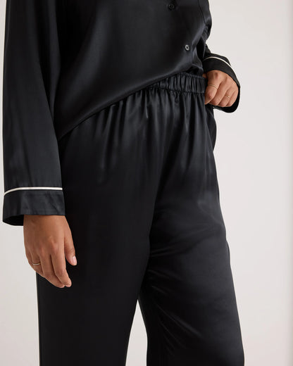 100% Washable Silk Satin Pajama Pant - XS / Toasted Almond