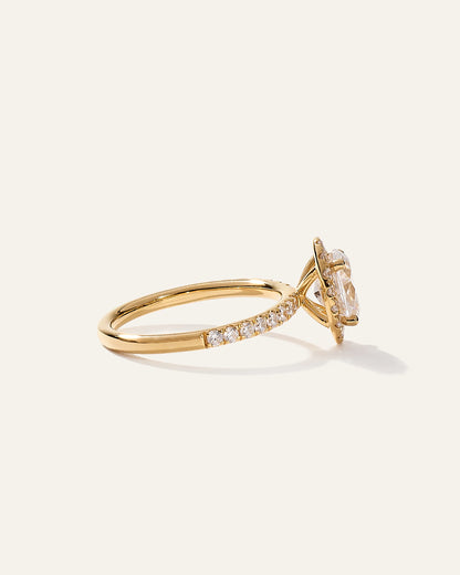 Lab Grown Diamond Oval Halo Pave Engagement Ring - 1ct - 4 / Yellow Gold