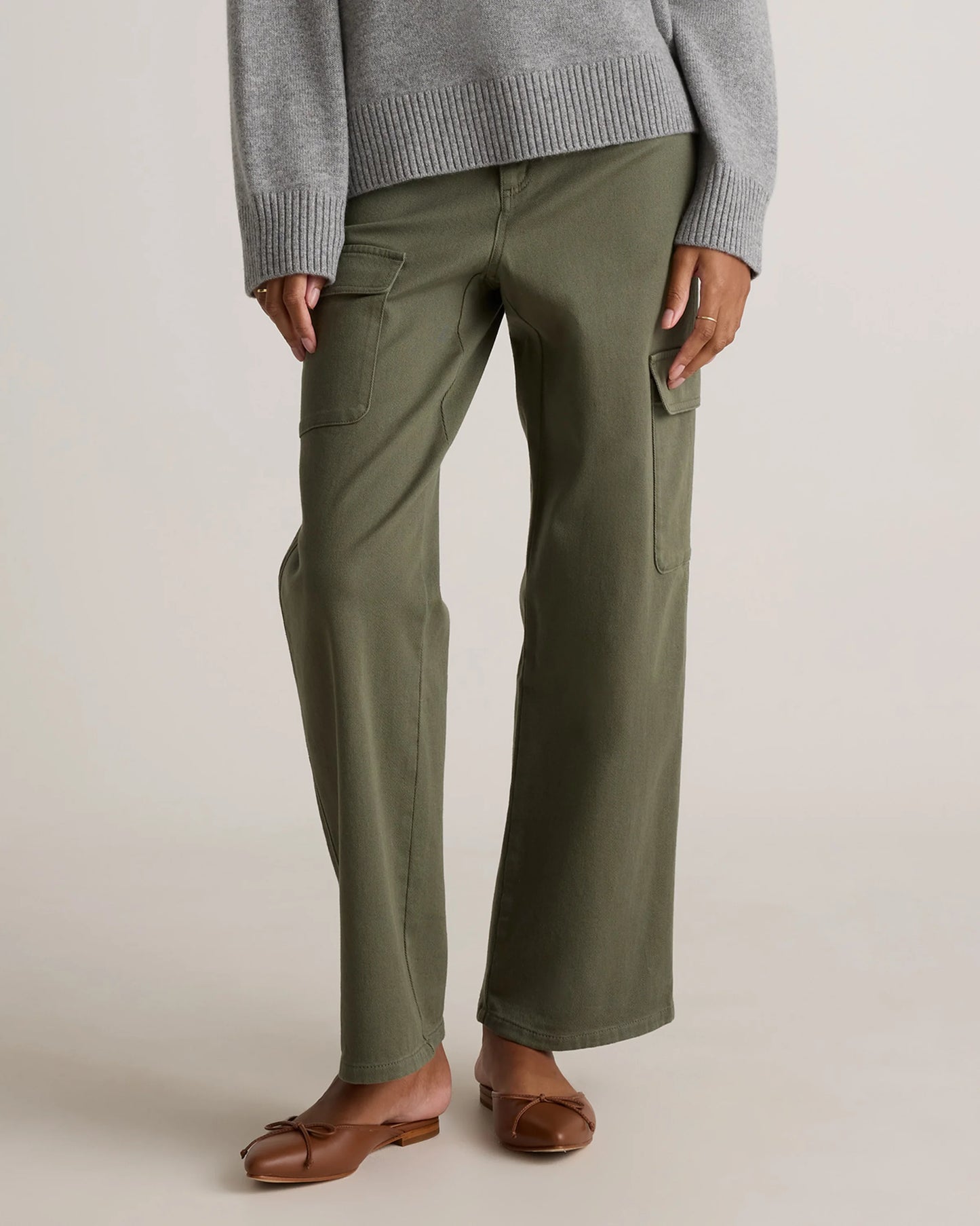 Organic Stretch Cotton Twill Cargo Pants - 0 / Light Khaki