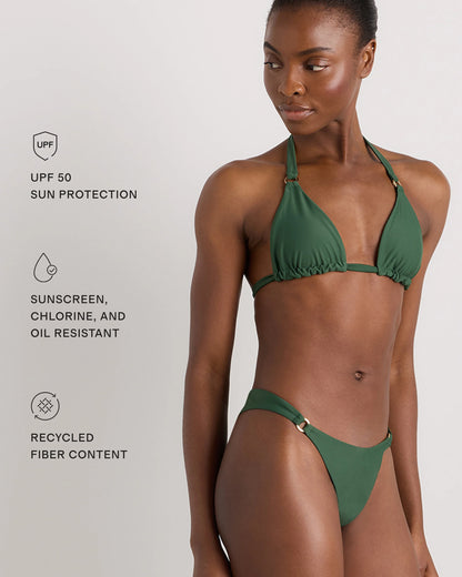 Italian Full Coverage Ring Triangle Bikini Top - XS / Palm