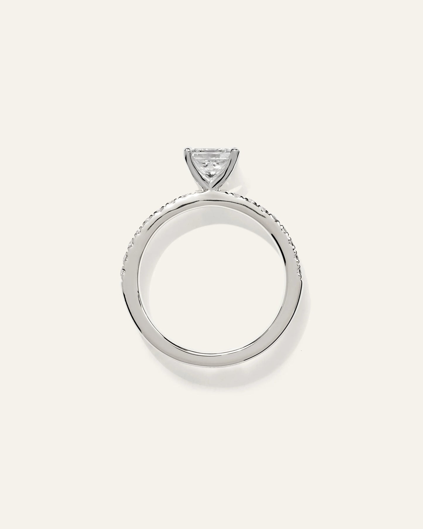 Lab Grown Diamond Princess Petite Pave Engagement Ring - 1ct - 4 / Yellow Gold
