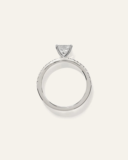 Lab Grown Diamond Princess Petite Pave Engagement Ring - 1ct - 4 / Yellow Gold