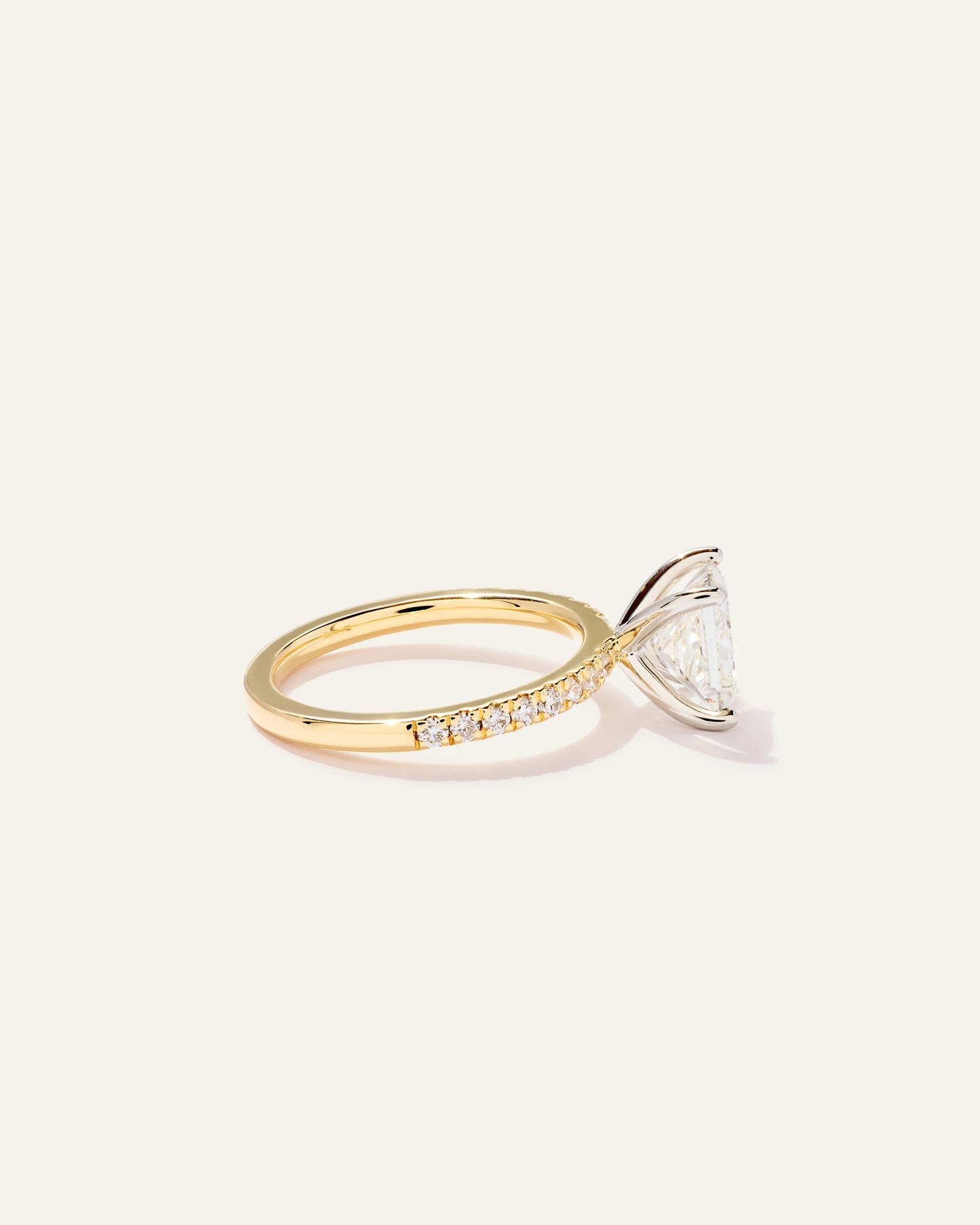 Lab Grown Diamond Princess Petite Pave Engagement Ring - 2ct - 4 / Yellow Gold
