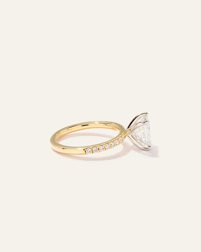Lab Grown Diamond Princess Petite Pave Engagement Ring - 2ct - 4 / Yellow Gold