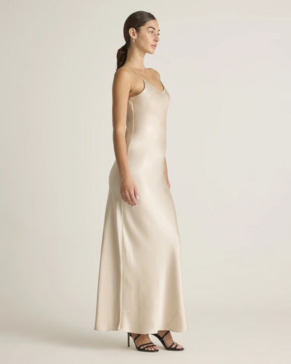 100% Washable Silk Maxi Slip Dress - XS / Cordovan Red Hibiscus