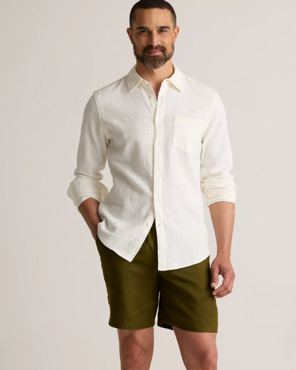 100% European Linen Shorts - 8" - S / Martini Olive