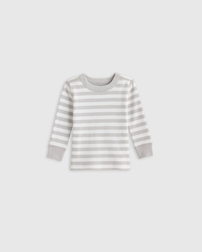 100% Organic Cotton Long Sleeve and Pant Pajama Set - 12-18M / Navy Stripe