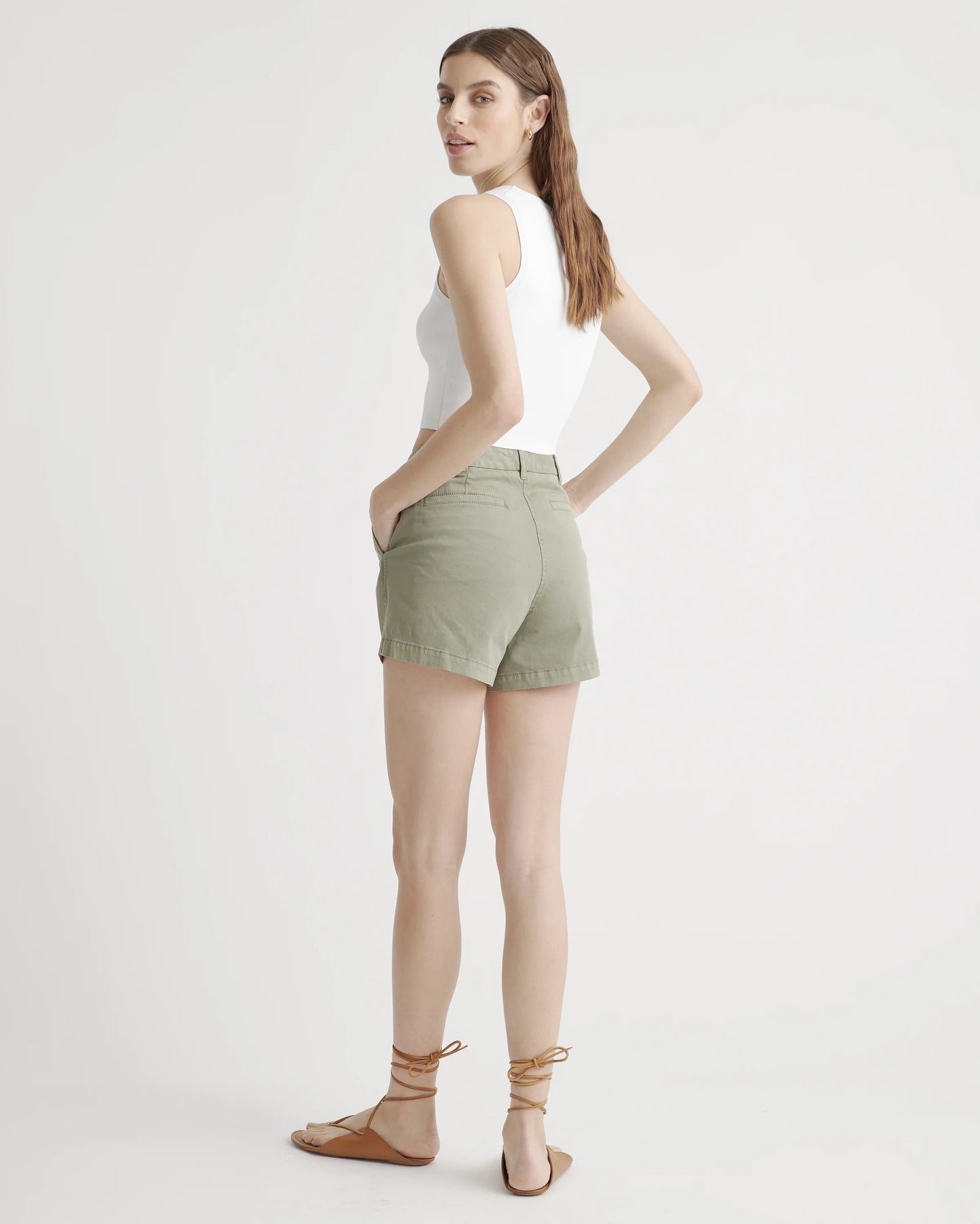 Organic Stretch Cotton Chino Shorts - 0 / Shell Pink