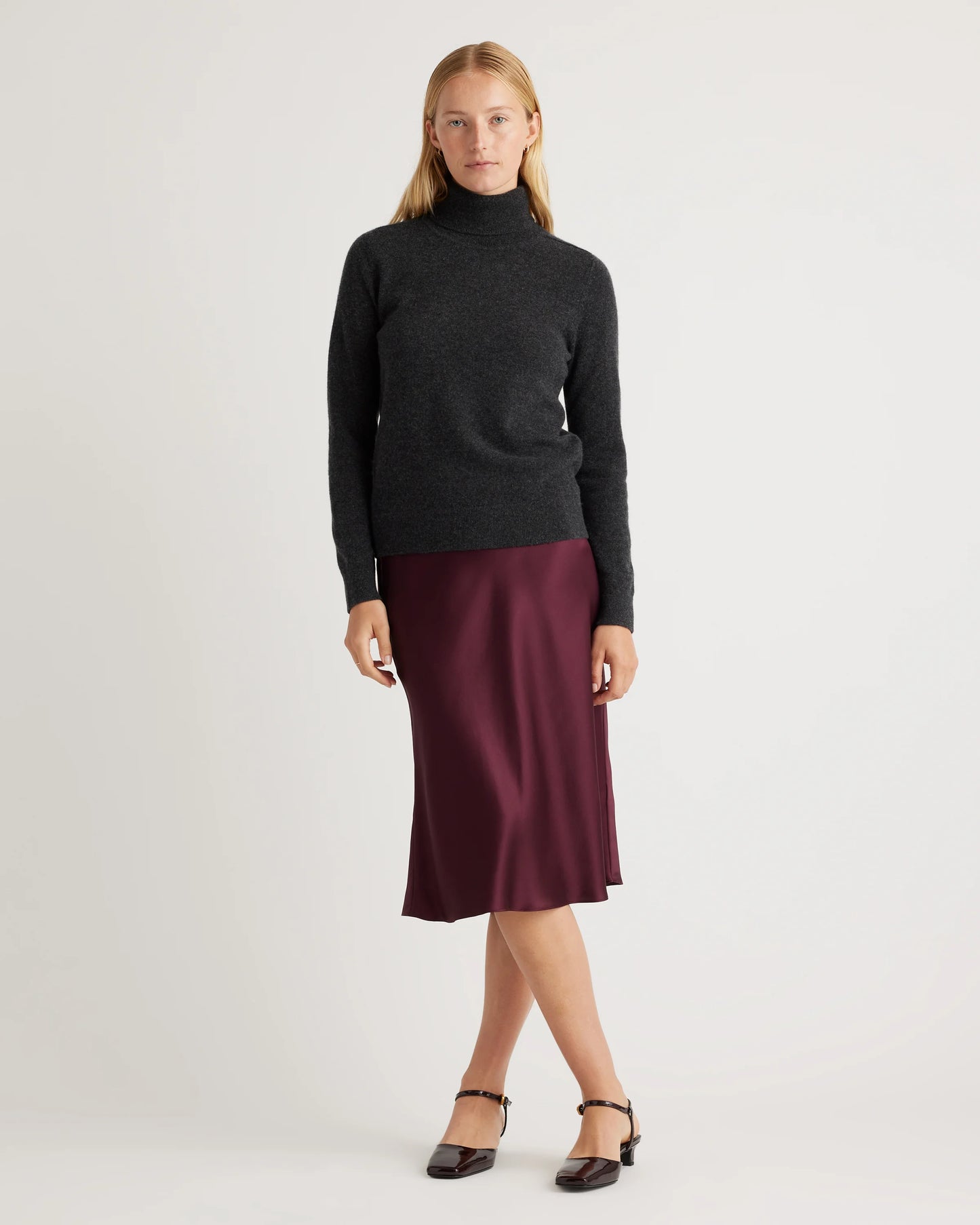100% Washable Silk Skirt - XS / Champagne