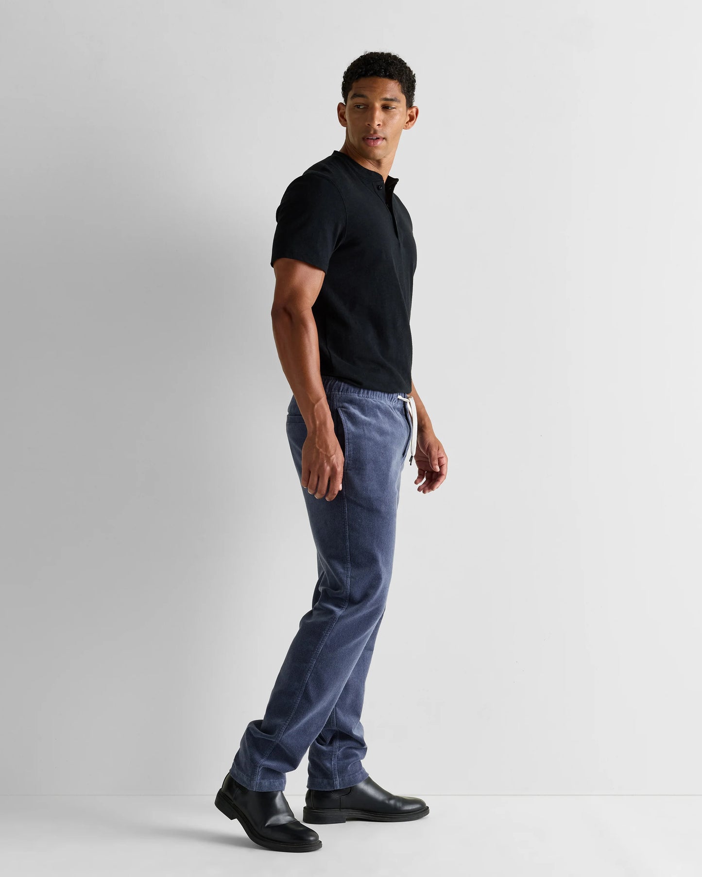 Organic Stretch Corduroy Drawstring Trousers - S / Storm Blue