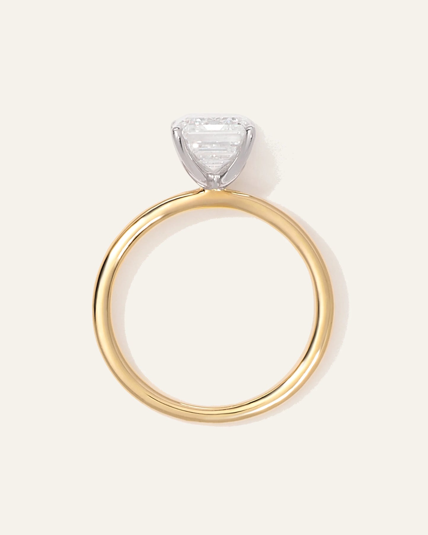 Lab Grown Diamond Emerald Comfort Fit Engagement Ring - 3ct - 4 / Yellow Gold