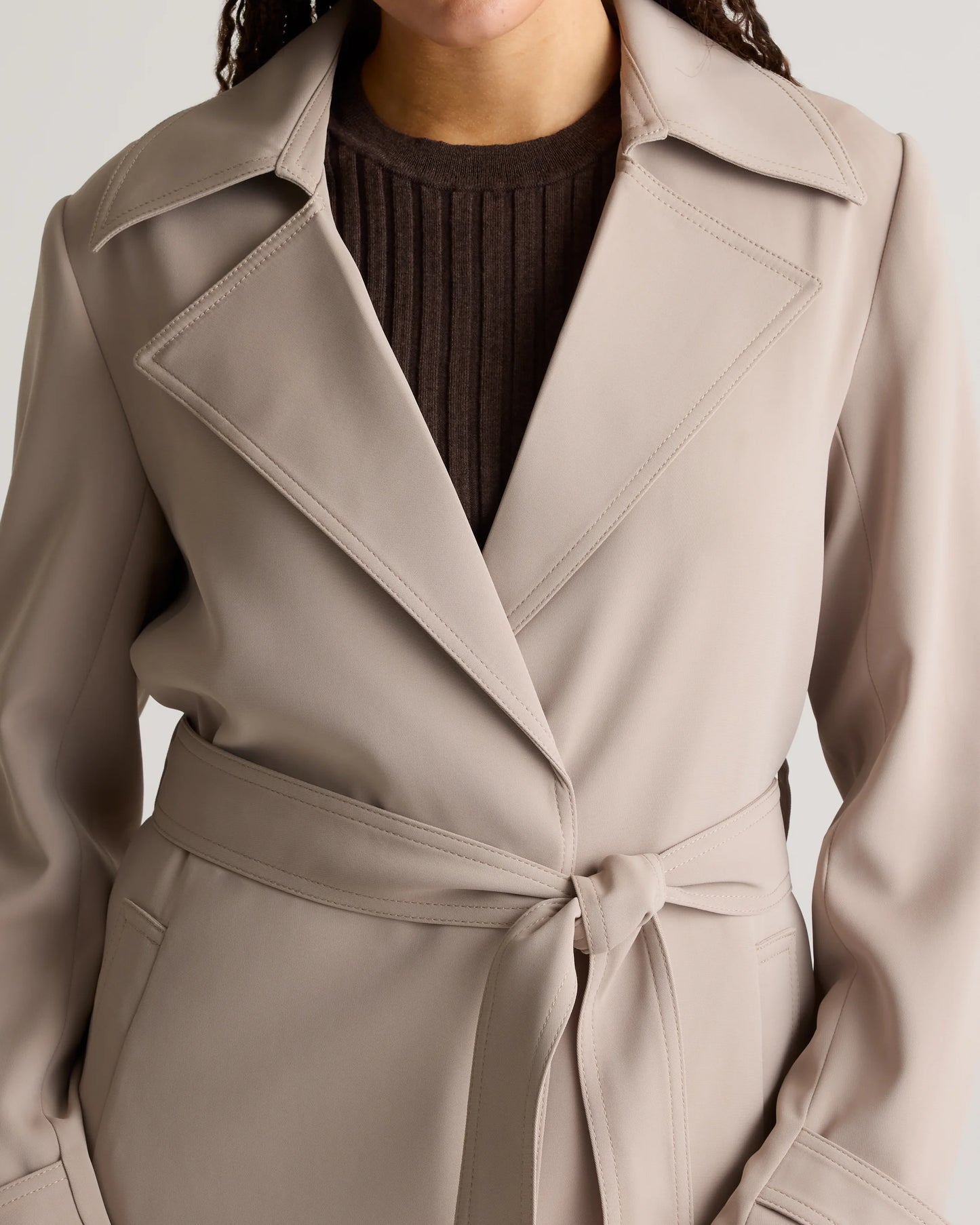 Stretch Crepe Trench Coat - XS / Olive