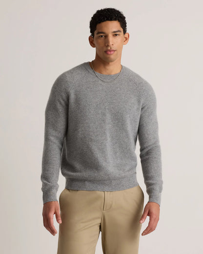 Mongolian Cashmere Waffle Sweatshirt - S / Faded Denim