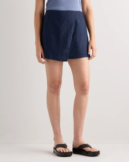 100% European Linen Skort - XS / Classic Mini Gingham