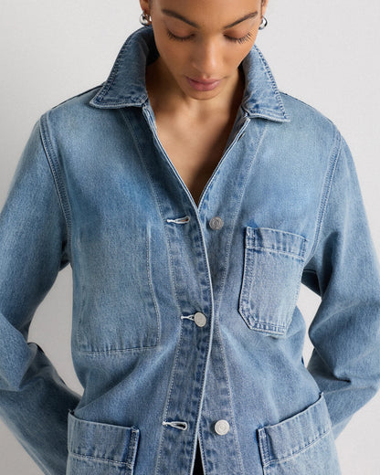 100% Organic Cotton Denim Chore Jacket - XS / Indigo Blue