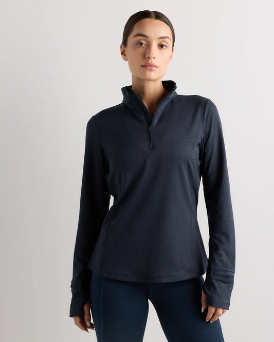 Flowknit Quarter-Zip Pullover - XS / Heather Deep Navy