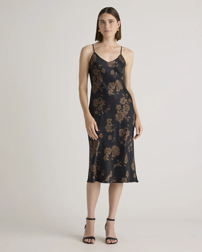 100% Washable Silk Slip Dress - XS / Black